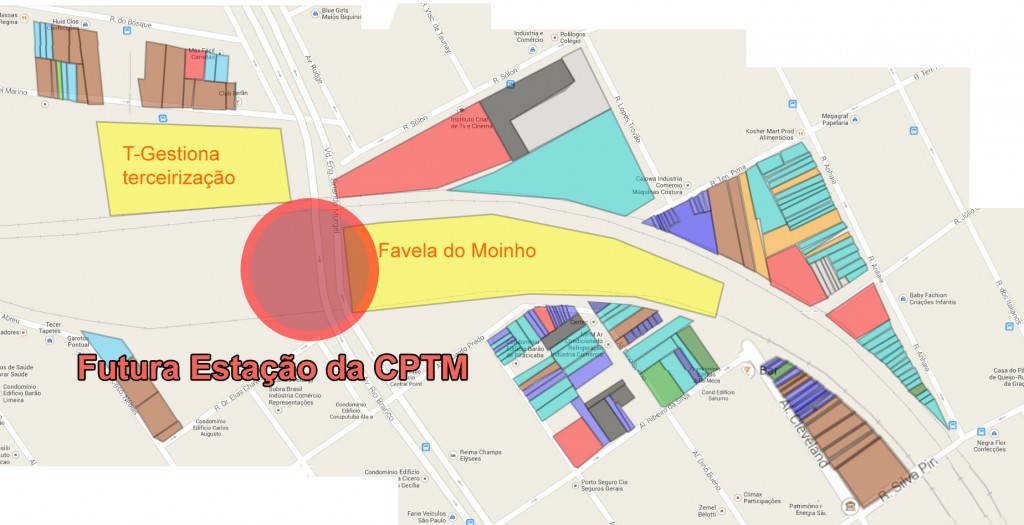 Estação "Campos Elíseos", da CPTM, está prevista para região onde fica a Favela do Moinho